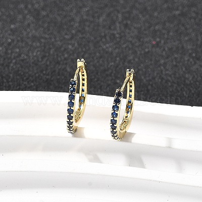 Латунные микро проложить серьги обруча кубического циркония EJEW-P322-01G-1