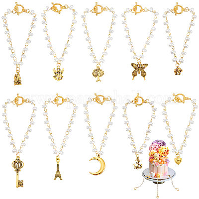 10 шт. подвеска из АБС-пластика с имитацией жемчуга и эмалированным сплавом HJEW-BC00078-1