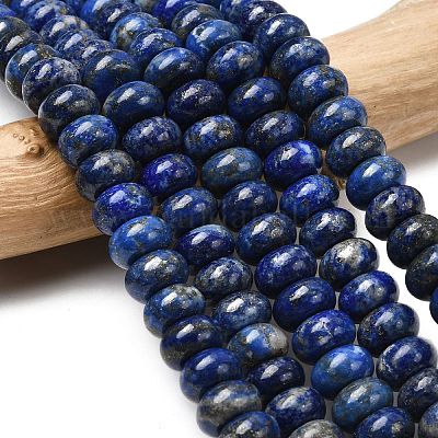 天然石ラピスラズリビーズ連売り ロンデル 10.5x6.5mm 穴：0.8mm 約59