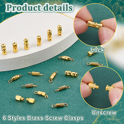 120шт 6 стиля латунные винтовые застежки KK-PH0010-75-1