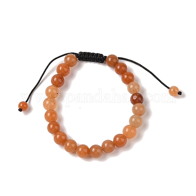 Браслеты из плетённых бусин из натурального красного авантюрина диаметром 8 мм. BJEW-C067-01B-11-1