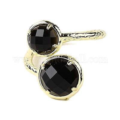 Круглые открытые манжеты из натурального обсидиана RJEW-C087-02G-05-1