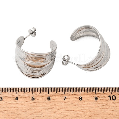 Серьги-гвоздики из нержавеющей стали 304 в форме буквы С EJEW-I319-04P-1