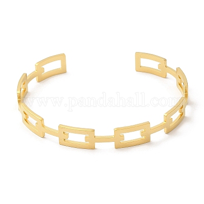 Полые прямоугольные браслеты-манжеты из нержавеющей стали 304 BJEW-H322-01G-1