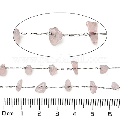 Нержавеющая сталь 304 с цепочками из натурального розового кварца CHS-G038-09P-01-1