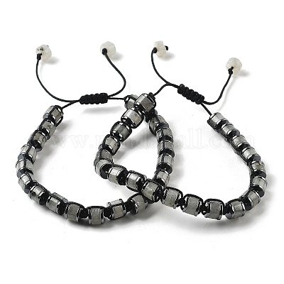Регулируемые браслеты из плетеных бусин из натурального лабрадорита и немагнитного синтетического гематита BJEW-Z090-01A-1