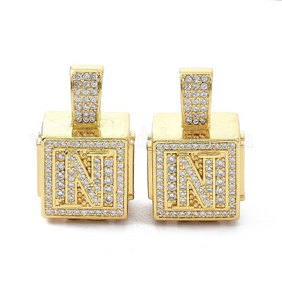 Кулоны из латуни с микропейвом и прозрачным фианитом ZIRC-O045-01G-N-1