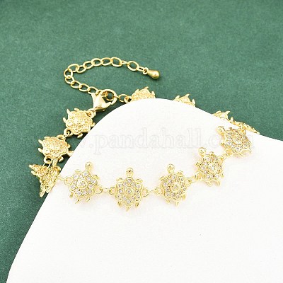 Латунные браслеты-цепочки с микропаве из прозрачных кубических цирконий для женщин BJEW-A090-11D-G-1