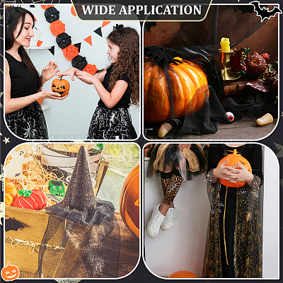 Полиэстеровая сетчатая ткань на тему Хэллоуина DIY-WH0661-37A-1