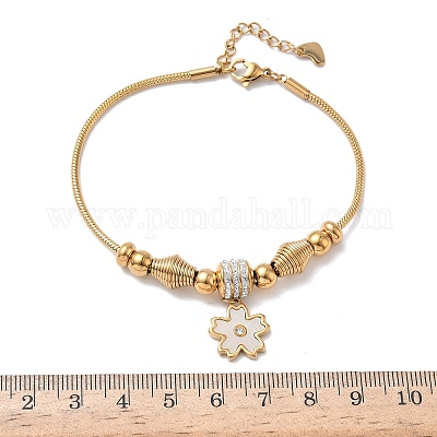 Браслеты с подвесками из полимерной глины и 201 нержавеющей стали в европейском стиле с натуральными ракушками BJEW-G765-03G-01-1