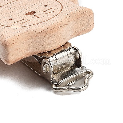 Зажим для пустышки из бука AJEW-M015-01D-1
