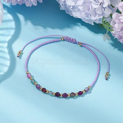 Браслеты из плетеных бусин из натурального серого агата BJEW-JB11420-01-1