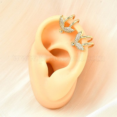 Фурнитура для ушей из латуни с микропаве из кубического циркония для женщин EJEW-F370-05G-1