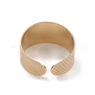 Ионное покрытие(ip) 304 нержавеющая сталь текстурированные открытые манжеты кольца для женщин RJEW-G285-58G-1