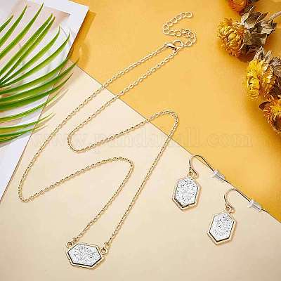 2 комплект из 2-х цветных шестиугольных подвесок из сплава смолы и комплектов висячих серег для женщин SJEW-GO0001-03-1