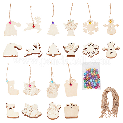 11 стиль незаконченного деревянного рождественского подвесного украшения HJEW-WR0001-06-1