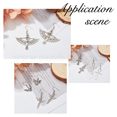 8 пара 8-х стильных сережек-подвесок в виде летучей мыши EJEW-FI0001-37-1