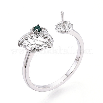 Подарочная коробка в форме латунного кольца с микропаве из прозрачного кубического циркония и стекла KK-T076-44P-1