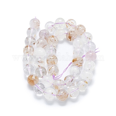 Нити бусин из натурального рутилированного кварца G-K245-A04-05-1