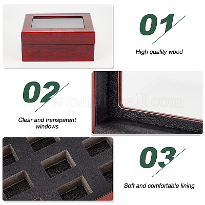 Коробка-витрина с деревянными чемпионскими кольцами на 9 слот CON-WH0086-075-1