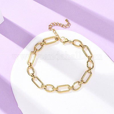 Браслеты на ногу из овальной цепи из нержавеющей стали 304 AJEW-A057-12G-1