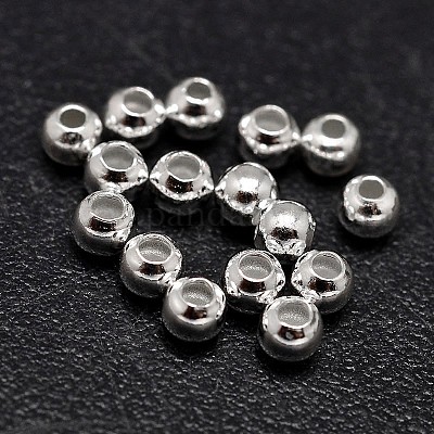925 Sterling Silver Round Beads Seamless Silver Large Small Hole