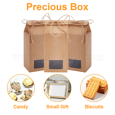 Складная коробка из крафт-бумаги с видимым окном CON-WH0087-98-1