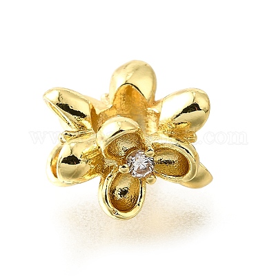 Латунь микропаве прозрачный кубический цирконий европейский бисер KK-V008-15G-1