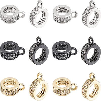 12 шт. 3-цветные латунные микропаве прозрачные кубические циркониевые трубчатые дужки ZIRC-FH0001-30-1