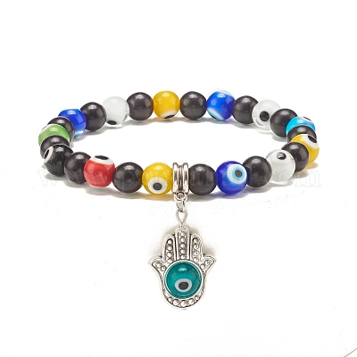 Turquoise Synthetic with 7 Chakra 8mm Round Bead Bracelet