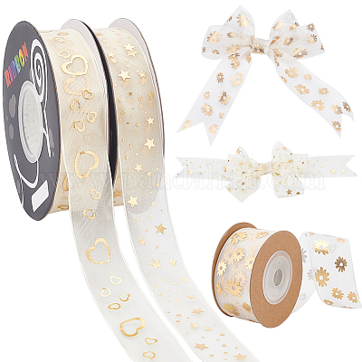 Star in Circle Satin Ribbon for Bows Gift Wrapping DIY Craft Projects - 1  - 3 Yards