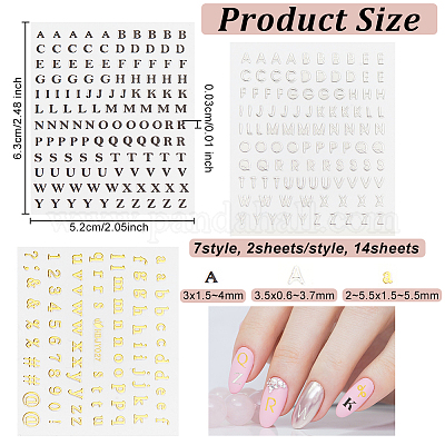 Wholesale OLYCRAFT 14 Sheets Letter Stickers Alloy Alphabet Stickers  Self-Adhesive Number Alphabet Stickers Letter Numbers Resin Filler Sticker  for Nail Art Decoartion Epoxy Resin Supplies 