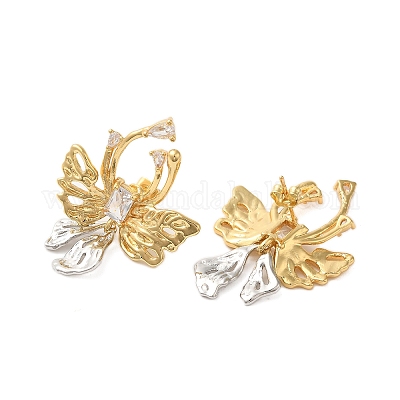 Серьги-гвоздики с бабочками из кубического циркония EJEW-A113-01G-1