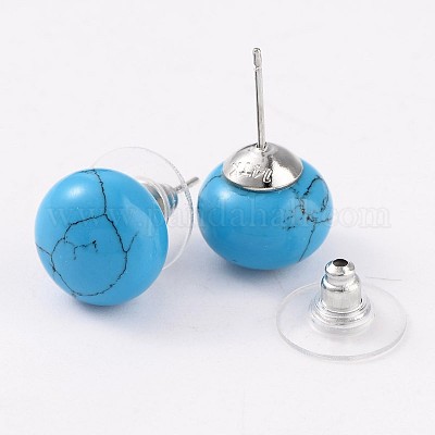 Синтетический бирюзовые серьги стержня G-F267-09B-1