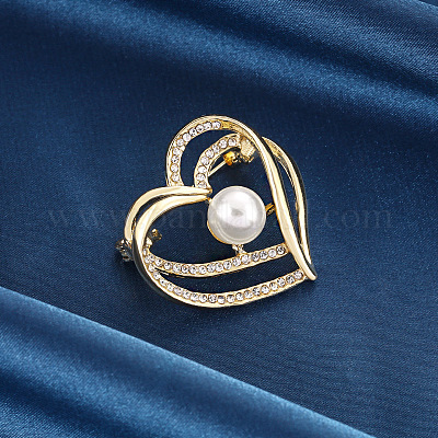 Женские броши со стразами из сплава сердца PW-WGCAEA0-01-1