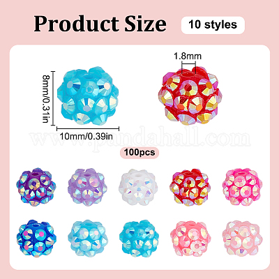 100шт 10 цвета непрозрачных бусин из смолы RESI-GO0001-06-1