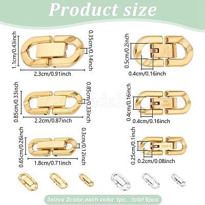 6 шт. 6 стиля раскладывающихся застежек из нержавеющей стали 304 STAS-PH0006-09-1