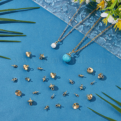 56 шт. 4 стиля латунные подвески-булавки с чашечкой из жемчуга KK-ME0001-74G-1