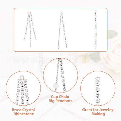 24 шт. 3 стиля латунная цепочка с кристаллами и стразами большие подвески KK-DC0003-19-1