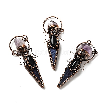 Натуральные аметистовые самородки и большие остроконечные подвески из окрашенного агата G-D468-16R-1