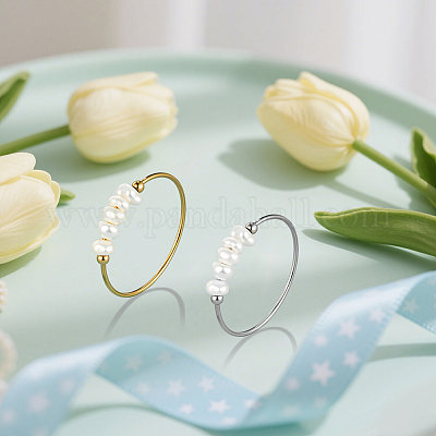 2 шт. 2-х цветные кольца из нержавеющей стали для женщин RJEW-GO0001-08-1