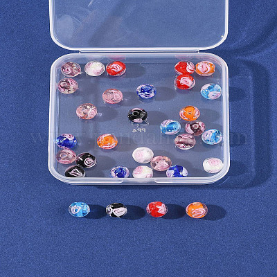 32 шт. 8-х цветные бусины-лэмпворк ручной работы с внутренним светящимся цветком LAMP-FS0001-34-1