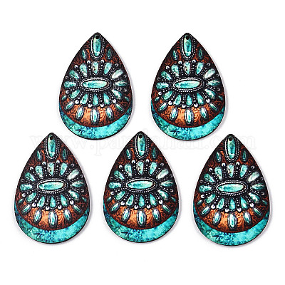 Большие подвески из липы с односторонним принтом WOOD-TAC0021-12B-1