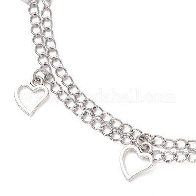 Браслеты шарма сплава сердца BJEW-JB12038-1