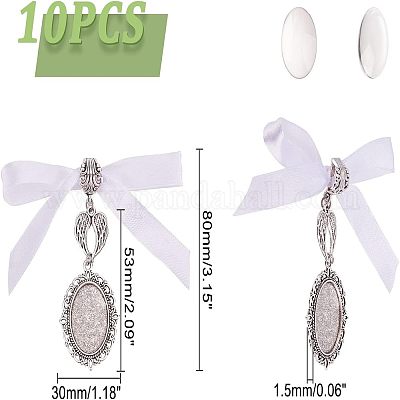 10 шт. подвеска в виде крыльев в тибетском стиле из сплава и атласной ленты HJEW-FH0001-22-1