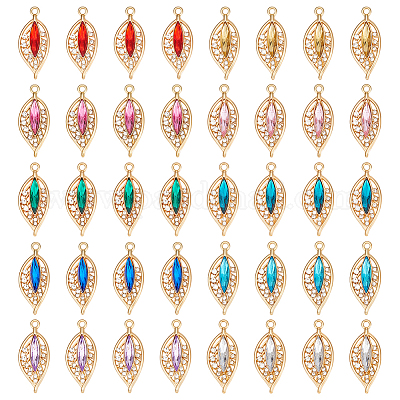 40шт 10 цвета сплав с подвесками со стразами FIND-PH0027-16-1