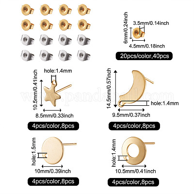 Фурнитура для сережек-гвоздиков из нержавеющей стали 304 STAS-YS0001-08-1