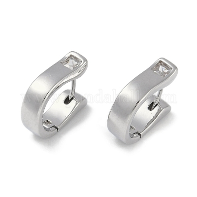 Латунные серьги-кольца из прозрачного кубического циркония EJEW-L292-007P-1