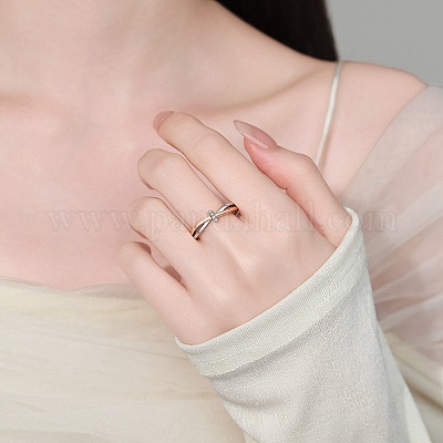 Кольца для женщин с микропаве из латуни и прозрачными кубическими цирконами&nbsp;RJEW-G371-01PRG-02-1