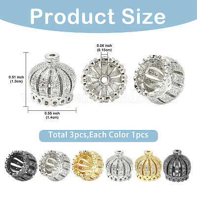 3 шт. 3-х цветные латунные бусины из кубического циркония&nbsp;KK-YW0004-25-1